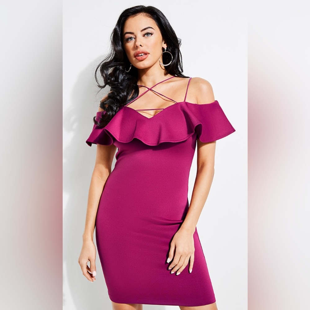 Sexy Fuchsia Midi Dress